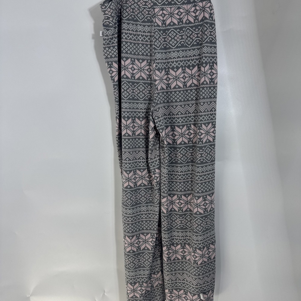 Echo Sleepwear Women's L Pajama Set Top Bottom Pants Pink Gray Stretch Button - Picture 7 of 12